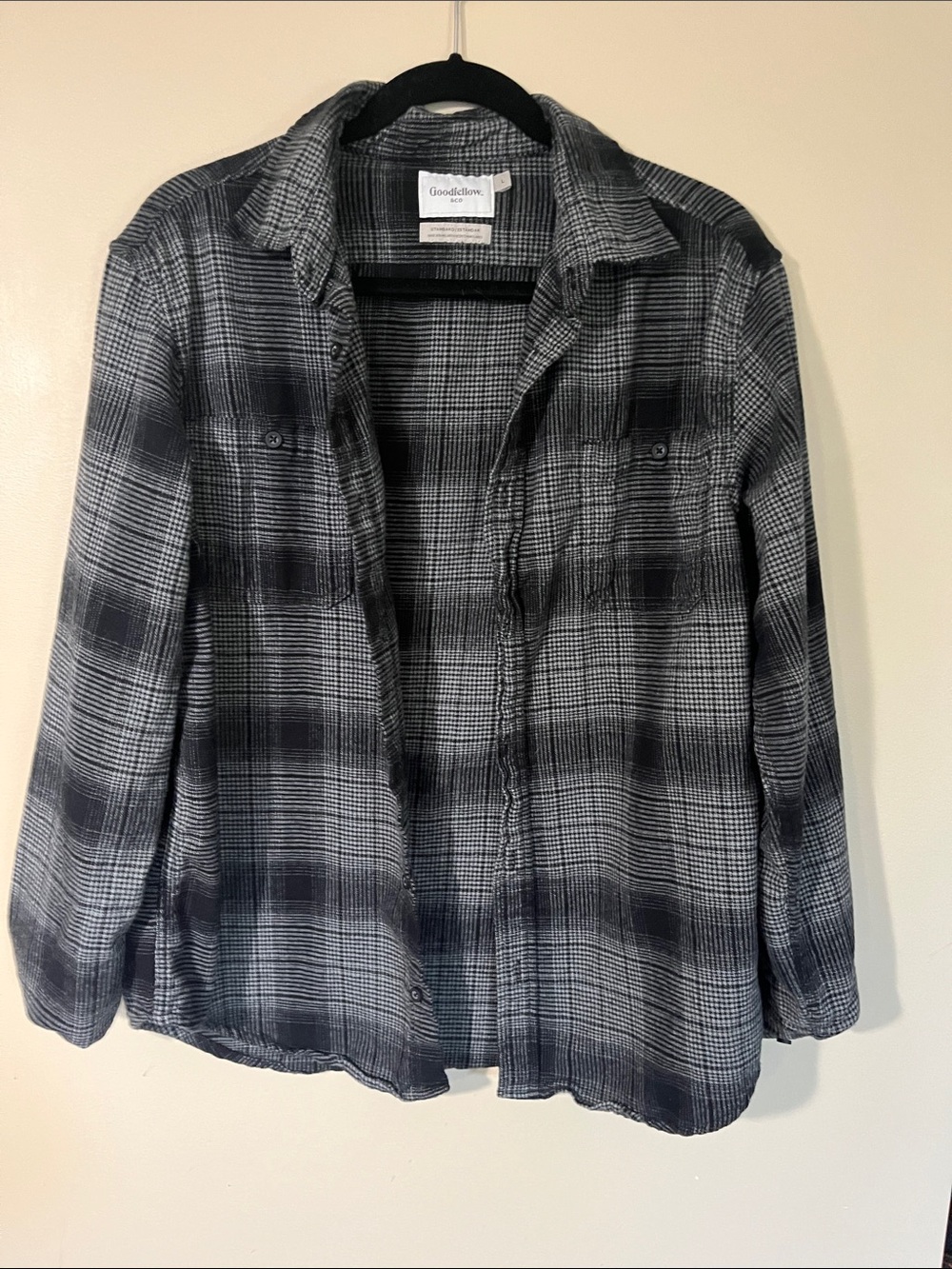 Goodfellow & Co Black and Gray Plaid Button-Down Shirt